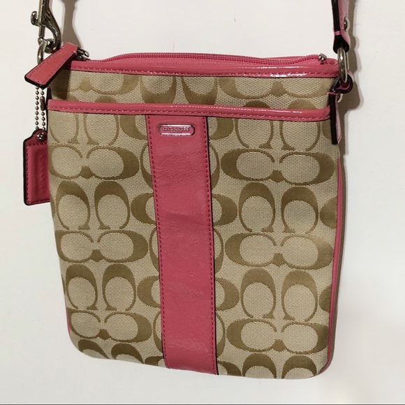 Coach Handbags - Coach Pink & Tan Crossbody Purse